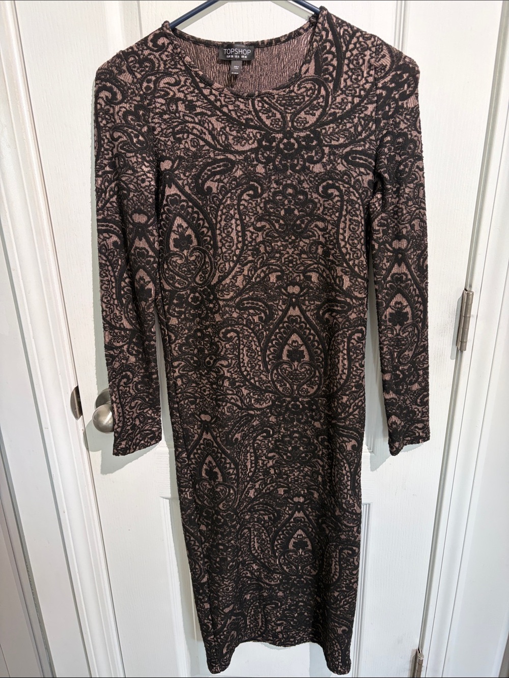 Topshop Paisley Long Sleeve Midi body con Dress